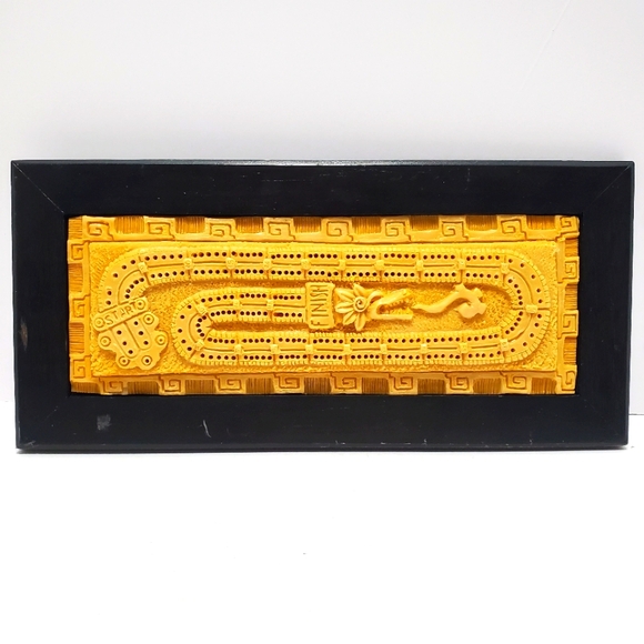 Aztec Snake Cribbage Board Resin Cribbage Board Wooden Frame - Picture 1 of 5
